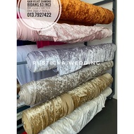 1 Roll ± 60 Meter Bidang 63inci Kain Velvet Diamond Plush baldu Panne Crush Meter Wedding Backdrop C