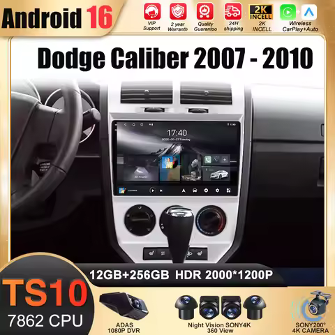 10 INCH Android 16 For Dodge Caliber 2007 - 2010 Auto Radio GPS Navigation 5G wifi BT Car Multimedia