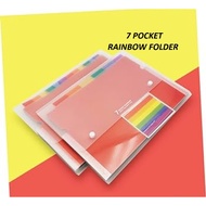 7 Pockets A4 Rainbow Accordion Expanding File Organizer Document Folder