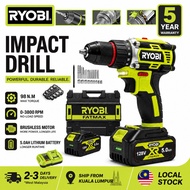 RYOBI 128V Brushless Impact Drill 98N.M Max Torque 5.0Ah Lithium Battery Cordless Drill 5‑Year Warra