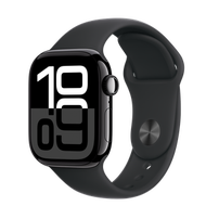 Apple - Apple Watch Series 10 (GPS)；42 毫米亮黑色鋁金屬錶殼；黑色運動錶帶 - M/L