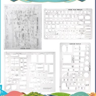Drafting Tools and Ruler Shapes for Architecture - Set of 3 for House Plan Furniture Kitchen, Buildi
