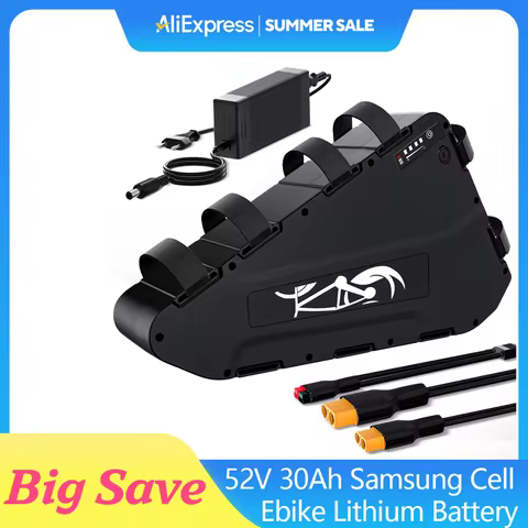 52V 30Ah Battery 50A EBike BMS Electric Bicycle Lithium Battery with 4A Charger for Samsung Cells Ba