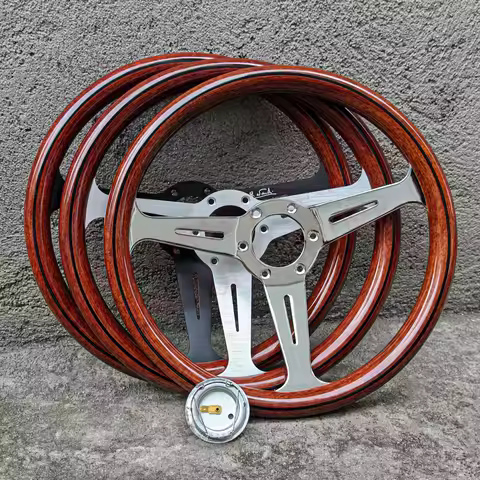 14Inch 358mm Classic Wooden Steering Wheel Universal Racing Sport Steering Wheel 74mm PCD