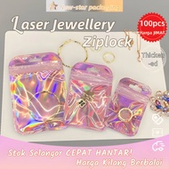 100pcs Zip Lock Plastic Bag Jewellery Beg Laser Plastik Packing Gift Set Ziplock Freebies Packaging