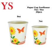 Sunflower Disposable Paper Cup (20pcs) | 7oz 9oz | Cup Kertas