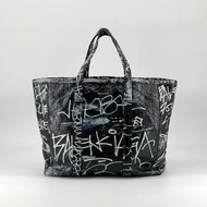 【二手】 BALENCIAGA Barbes 中型塗鴉兩用購物袋 671409 黑白