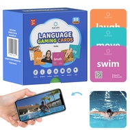 Action Verbs Flash Cards | 80 Piece Talking Flash Cards for Speech Development & Therapy | 3-Stage D