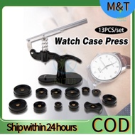 13Pcs Watch Case Press 12 Dies Watch Crystal Front Back Case Cover Watch Pressing Tool