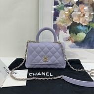 CHANEL香奈兒 淺紫色 mini coco handle 99新近閒置 21年晶片 有購證
