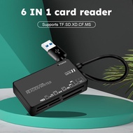 Multi-Function Card Reader 6-in-1 USB Type-C Adapter for SD TF MS M2 XD CF Cards
