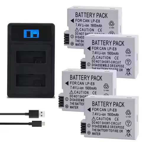 1900mah 7.4V LP-E8 LP E8 Batteries LPE8 Battery LED Dual Charger set for Canon EOS 550D 600D 650D 70