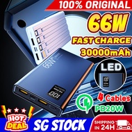 SG 🔥[READY STOCK] NEW 66W Powerbank 30000mah PD20W Super Fast Charging Powerbank With Cable Portable Charger Battery