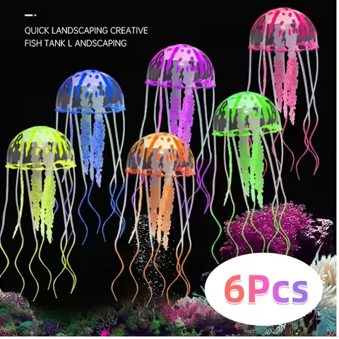Glow in The Dark Artificial Jellyfish for Fish Tank Luminous Swimming Aquarium Decoration Ocean Them