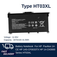HP แบตเตอรี่โน๊ตบุ๊ค Battery Notebook HP รุ่น HT03XL Battery For HP Pavilion ของแท้100%