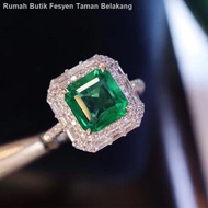 ✴Cincin zamrud Colombia yang dikitar semula s925 perak penuh berlian perangai model wanita berwarna-warni harta karun hi