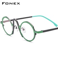 FONEX กรอบแว่นตาไททาเนียมสีสันสดใสสำหรับผู้หญิง2023ใหม่แฟชั่นย้อนยุคแว่นสายตาสั้นรูปไข่ F85772แว่นสายตา
