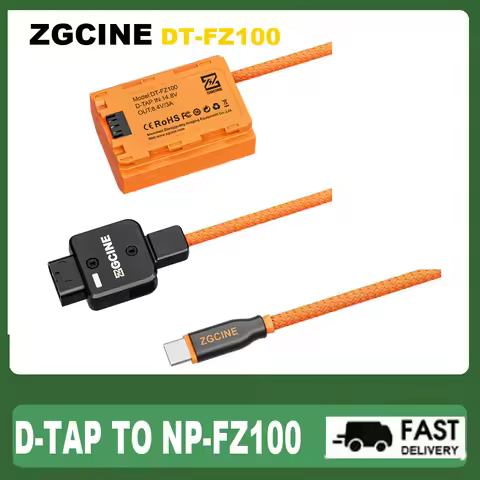 D-Tap to NP-FZ100 Dummy Battery with Braided Wire DC Coupler Accessory for Sony A7R V/A7 IV/A7S III/