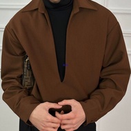 Fake two-Piece Shirt Fake two shirts Fake two-Piece Stitching Ruffian Handsome Long-Sleeved Shirt Me