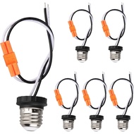 Helunsi E26 Socket Adapter, 6 Pack Light Bulb Socket Pigtail, Screw in Male Light Socket Pigtail, E2
