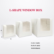 【1pcs】6x6x6/8x8x8/10x10x10 inch L-shape window box cake box/ kotak kek