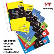 UNI PAPER COLOUR INDEX DIVIDER A4 (12's/20's/50's)