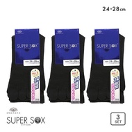 SUPER SOX 24-hour odorless socks mens 5 Toes 3 pairs (Sizes 24-28cm)(B68499960P3)(Direct from Japan)