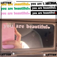 LET Rearview Mirror Decal, English Letter You Are Beautiful Car Mirror Stickers, Wall Decal Gift Self-Adhesive Vinyl Auto Mirror Stickers for Car Window