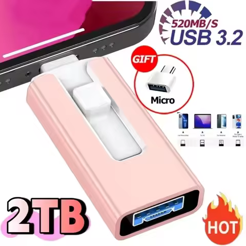 New 4 in1 512GB 256GB for iPhone USB 3.0 Flash Drive 2TB 1TB Android TYPE-C PenDrive Mobile Micro US