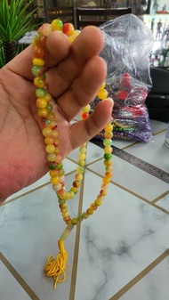 TASBIH AKIQ SULAIMAN KUNING BATU ASLI 99BIJI TASBIH 8MM SAIZ MANIK PERMATA BATU STONE FOR RING CINCI