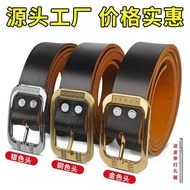 4.0 Alloy Japanese Buckle Cowhide Belt Men's Casual Perforated Belt Running Rivers Lake Stall Night 