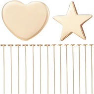 Beebeecraft 1 Box 40Pcs 2 Styles 0.7mm Head Pins 18K Gold Plated Heart Pentagram Star Quilting Satin Straight Pins for Sewing Pins Dressmaker Jewelry Making DIY Craft