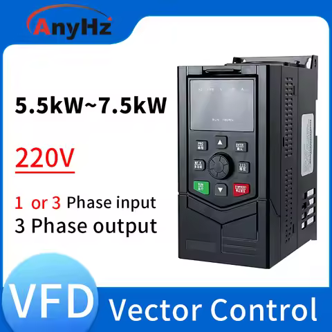 VFD Inverter 5.5KW, 7.5KW 220V Single-phase/Three-phase Input Variable Frequency Converter For 3-pha