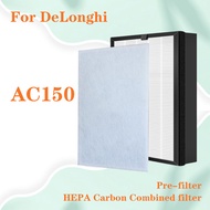Air Purifier HEPA Filter + Activated Carbon Composite Filter For Delonghi AC150 AC100 air purifier parts 259*259*30mm