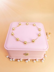 S925 Natural Freshwater Golden Pearl Bracelet (BL-018G)