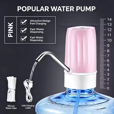 Rechargeable Automatic Kettle Pump, One-Touch Electric Water Pump, Suitable for 4.5–18.9-liter Kettl