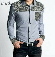 kemeja ubas grey @56 bhn katun strech fit L