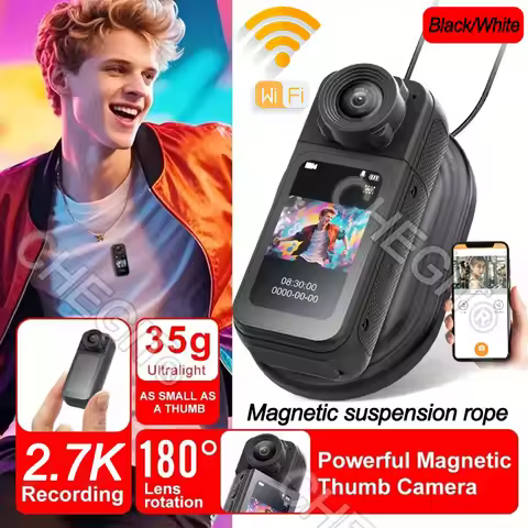 2.7K/1080P HD Wifi Mini Action Camera 180° Rotatable Vlog Pocket Cam Sports Cam With magnetic lanyar