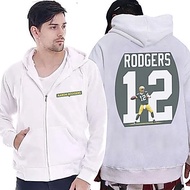 Aaron Rodgers Hoodie Jacket Zipper Hoodie Cotton Fleece Material New Zipper Hoodie White