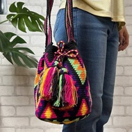 哥倫比亞製 2短揹帶 Wayuu 編織手工包 色織光