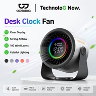 GOOJODOQ GFS024 Desktop Fan High Speed And Quiet Adjustable Angle With Clock