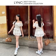 LYNC studio - Off-the-shoulder top and flared short skirt Set in high-quality boi lace LCS0075S