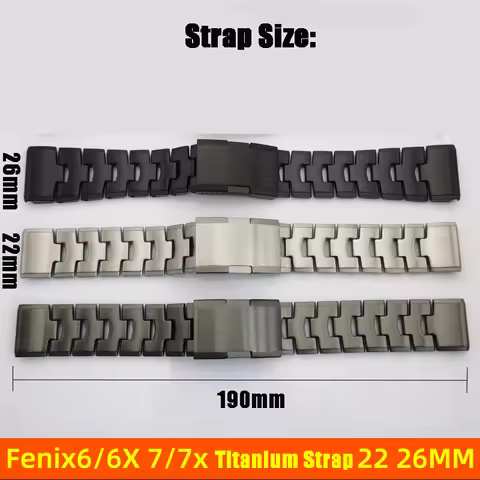 Titanium Alloy Metal Quick Fit Watch Strap with DLC Coating Version Compatible for Garmin Fenix 7X/6