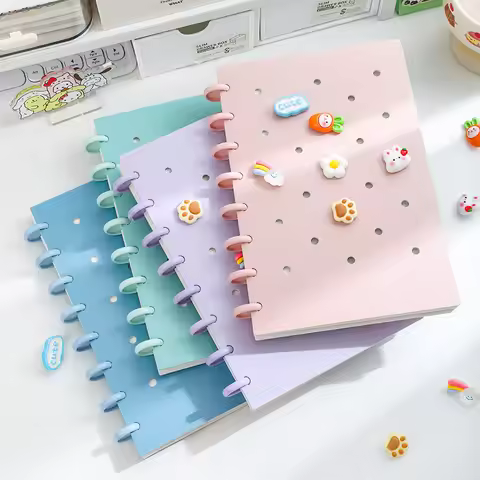 1 Piece of A5 Detachable Mushroom Button Loose-Leaf Book, Creative DIY Thickeneded Foam Pp Cover, 8.