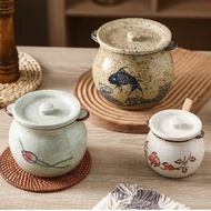 Household lard jar, high-temperature resistant chili oil jar, large-capacity ceramic new Chinese-sty