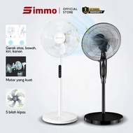 Simmo Electric Stand Fan Strong Wind Floor Remote Control 8 Speed 5 Blades Timing Home Office (16")