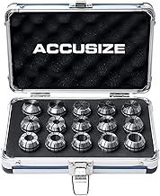 Accusize Industrial Tools 15 Pcs Er25 Collets Set, Size from 1/16'' to 5/8'' in Fitted Strong Alumin