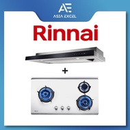 Rinnai RH-S309-GBR-T Slimline Hood With Touch Control + RINNAI RB-93TS 3 BURNER HYPER FLAME STAINLESS STEEL BUILT-IN HOB