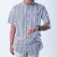 Diskon Terbatas!!! Abiyu Baju Koko Pria Motif Salur Basic Kemeja