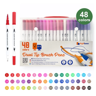 HIGHTUNE 12/24/36/48/60/80/100 Colors Watercolor Brush Pen Dual Tip Highlighter Marker Set for Paint